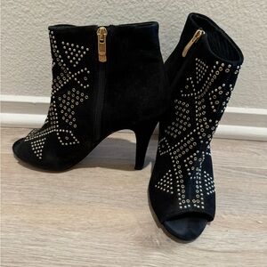 Vince Camino Black Suede Heeled Boots with Stiletto Heel